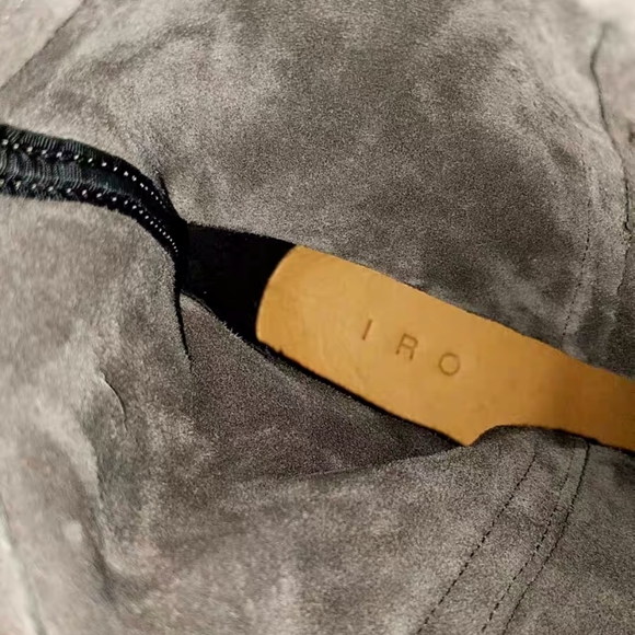 Iro Ruffle Trimmed Ankle Boots in Grey Suede - Picture 6 of 14